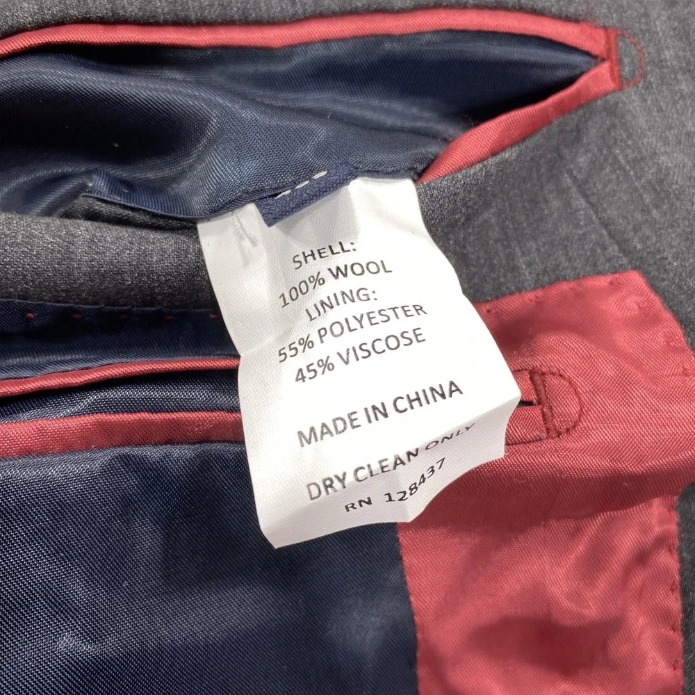 Daniel Hechter Blazer Mens 40S Charcoal Grey 100%‎ Wool Two Button Suit Jacket